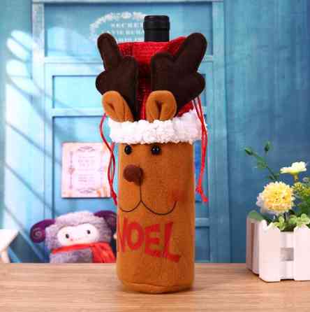 Новогодний чехол на бутылку Олень 25 на 13 см разноцветный Киев