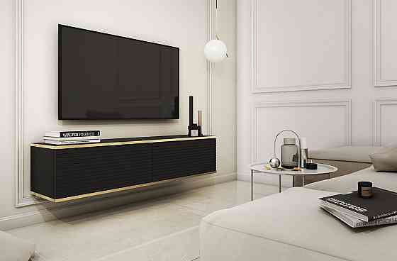 Тумба під телевізор навісна Perfect Home Оро / Oro 2-дверна RTV135 MDF Чорний (PFH-091355) Дніпро