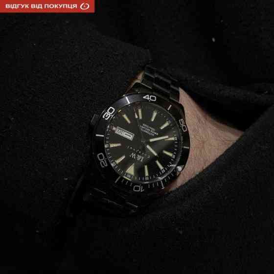 Мужские механические наручные часы Carnival Shark 10 Bar (Черные) Винница