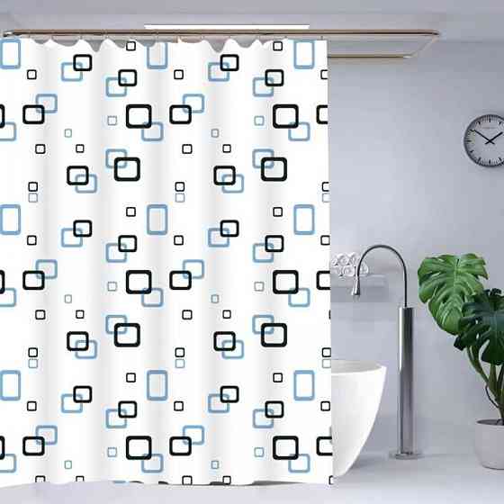 Штора для ванной 180*180 (узор сине-голубой на белом) полиэтилен Zerix SCP-002 Харьков