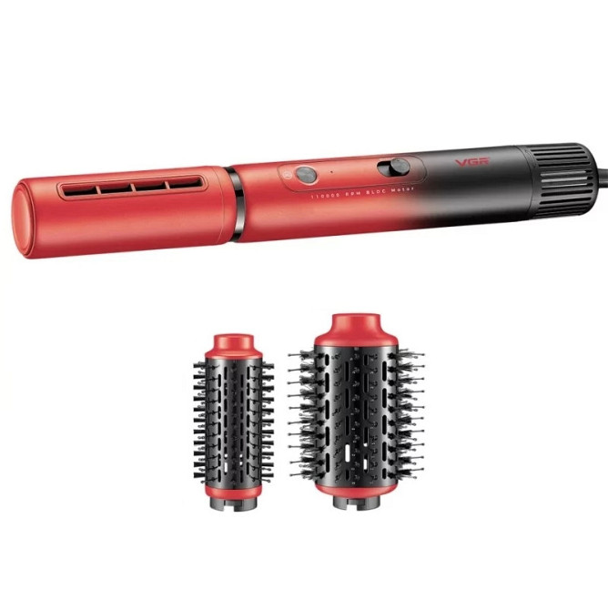 Набор для волос VGR V-489 Фен-щетка для сушки и завивки волос (Красный) Киев - изображение 3