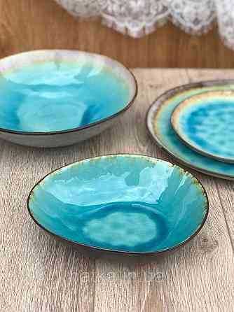 Салатник Olens "BLUE LAGUNA" 21х17x5,5 см кераміка овальний блакитний Київ