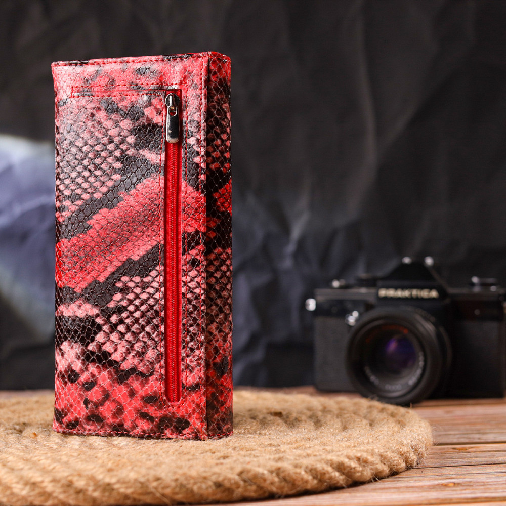 Яркий женский кошелек из натуральной фактурной кожи с тиснением под змею Разноцветный (CANPELLINI) Киев - изображение 3