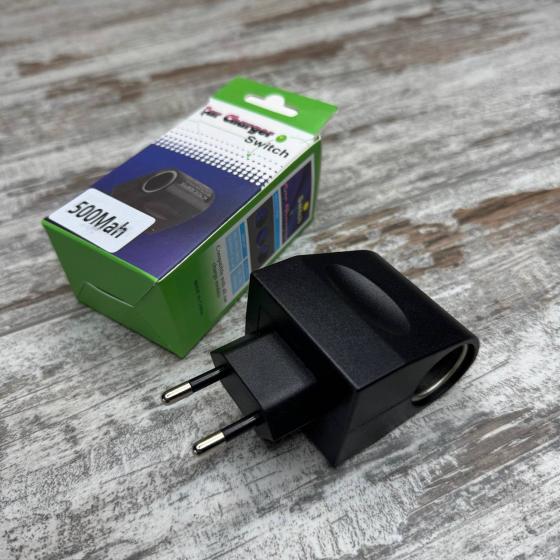 Переходник преобразователь с розетки 220В на прикуриватель 12В 500мА адаптер для авто аксессуаров Киев