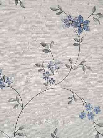 Шпалери вінілові на флізеліні A.S.Creation Maison charme 0.53x10 прованс квіти листя бузкові блакитні на білому Київ