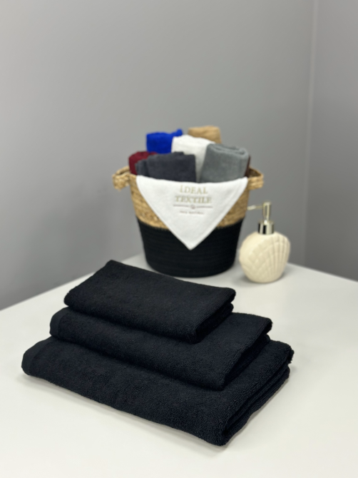 Рушник банний махровий Ideal Textile 70х140 см однотонний в кольорах 400 г/м2 (56860345) Чорний, чор Чернівці - фото 3