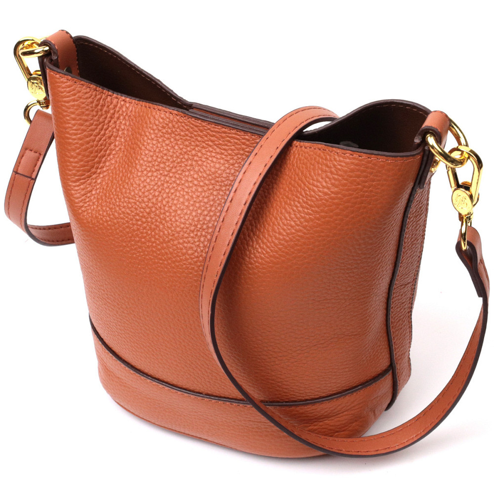 Невелика сумка жіноча з автономною косметичкою всередині з натуральної шкіри Vintage 22366 Коричнева Київ - фото 1