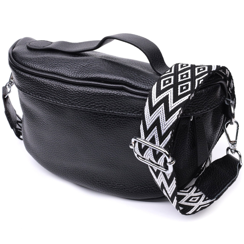 Жіноча сумка через плече в класичному кольорі з натуральної шкіри Vintage 22655 Чорний Київ - фото 1