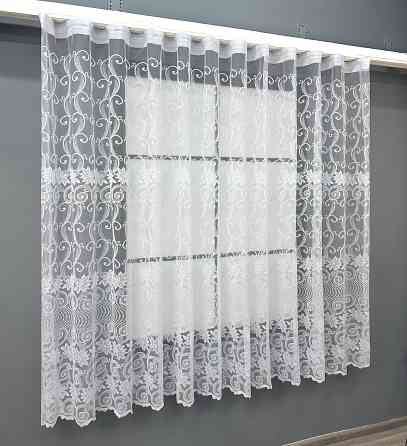 Короткая тюль, высота 1,6 м., жаккард цвет белый 1780т Киев