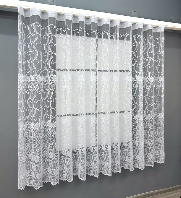 Коротка тюль, висота 1,6 м., жакард колір білий 1780т Київ - фото 2