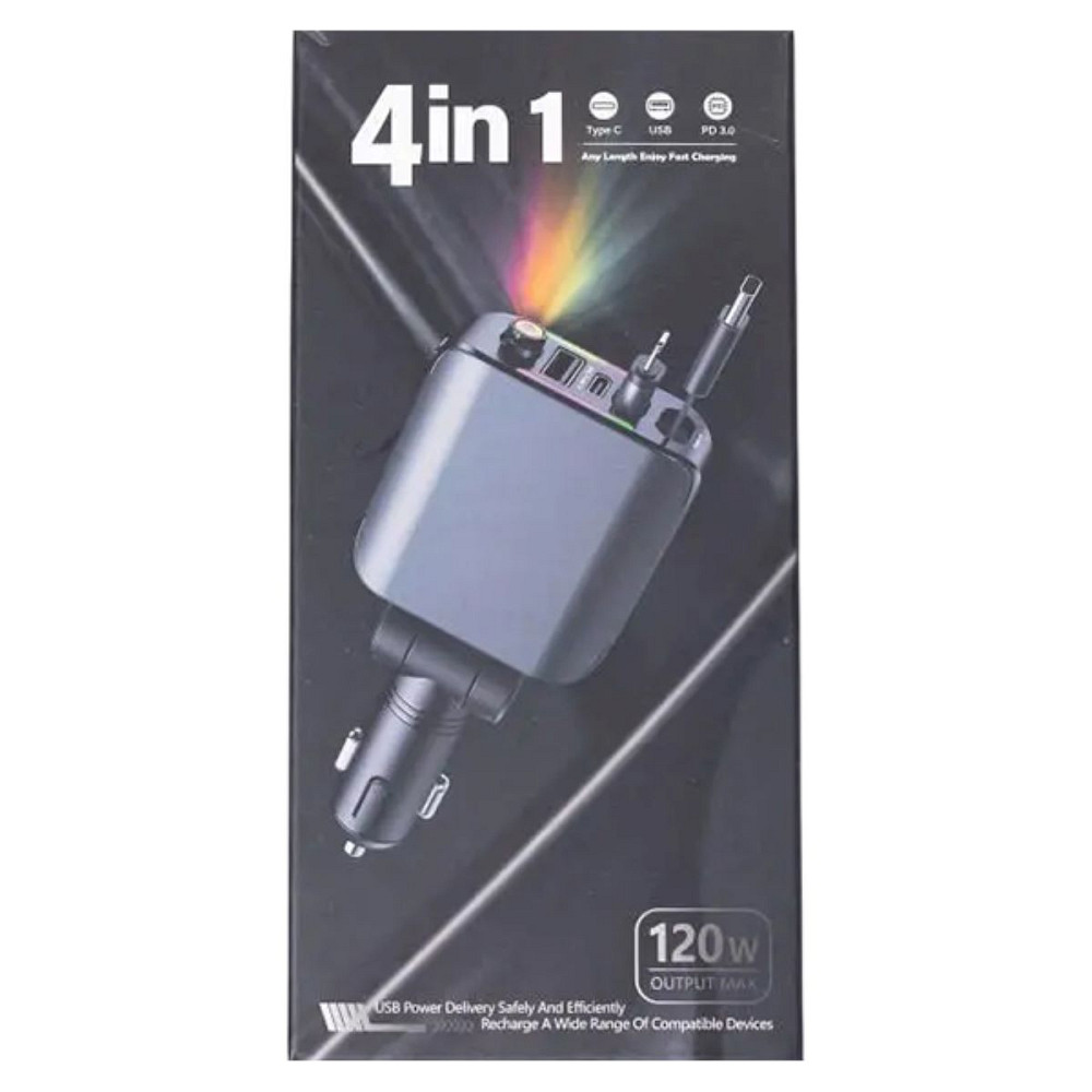 Shenzhen Автомобільний зарядний пристрій LED-проекція, зі швидкою зарядкою та висувним кабелем Київ - фото 8