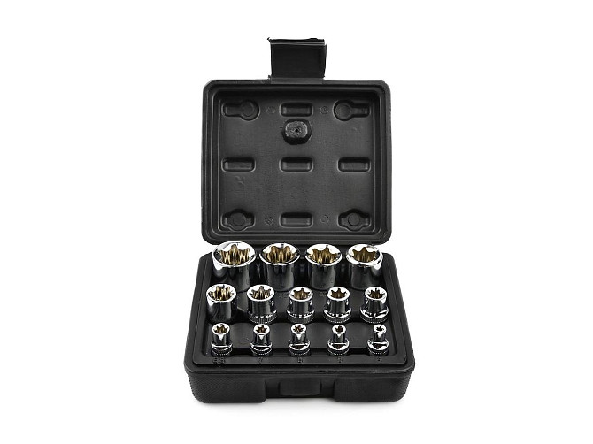 Набір головок торцевих Torx "GeKo" (1/2”, 3/8”, 1/4”) x (E4 - E24), комплект 14 штук Стрий - фото 2