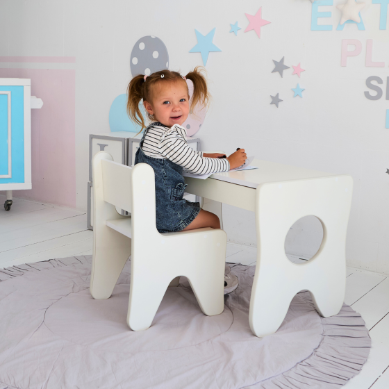 Набор детской мебели столик с ящиком и стульчик 70×45×51, стол и стул для детей, белый Киев