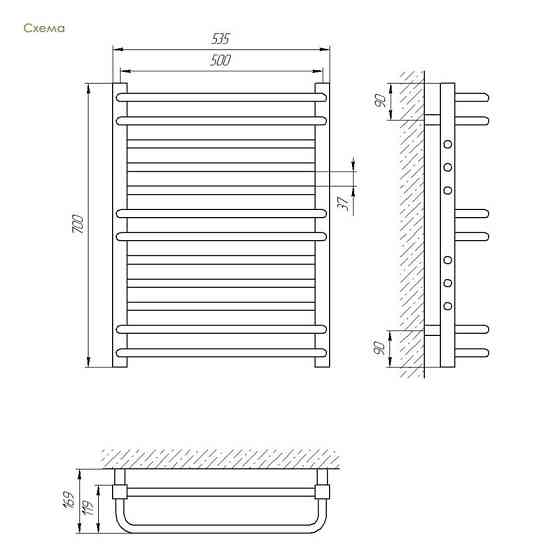 Водяна сушарка для рушників Laris Гермес П12 500х700 Київ