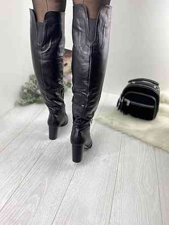 Kluchini Ботфорти жіночі KLUCHINI чорні натуральна шкіра з хутром висота 50см обхват гомілки 36 Коломыя