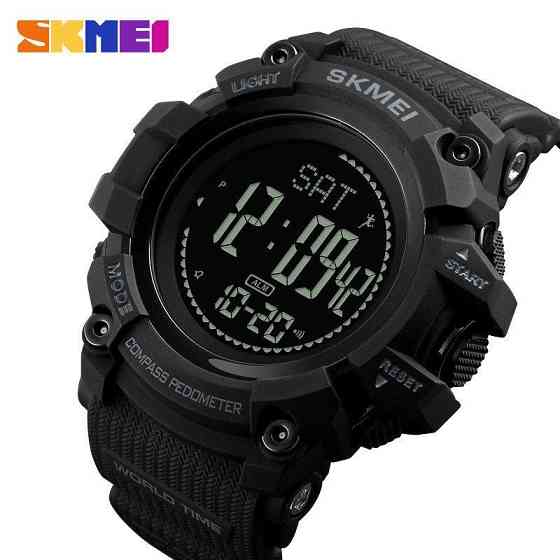 Cпортивные часы Skmei 1356 Compass с компасом тактические ударопрочные (Черный) Винница