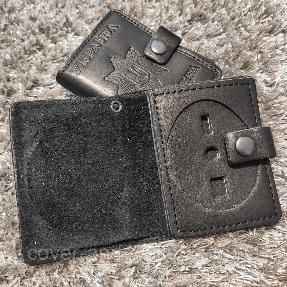 Обложка кожаная "Національна поліція"на кнопке под жетон Київ - фото 3