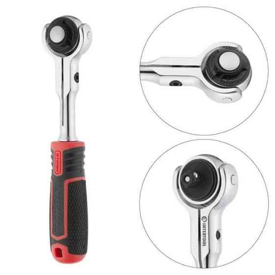 Рукоятка з храповим механізмом поворотна, 72 зуба 1/4 ", Cr-V STORM INTERTOOL ET-8007 Київ