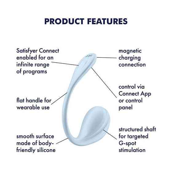 Смарт-віброяйце Satisfyer Smooth Petal Connect App Light Blue Sex Aura Київ