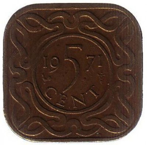 Монета 5 центів. 1971,72 рік, Сурінам. (БК) Полтава - фото 1