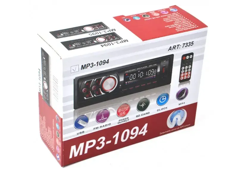 1DIN MP3 автомагнитола MP3-1094 ISO+BT: съемная панель, Bluetooth, USB, SD, FM, 4x50W Одесса - изображение 2