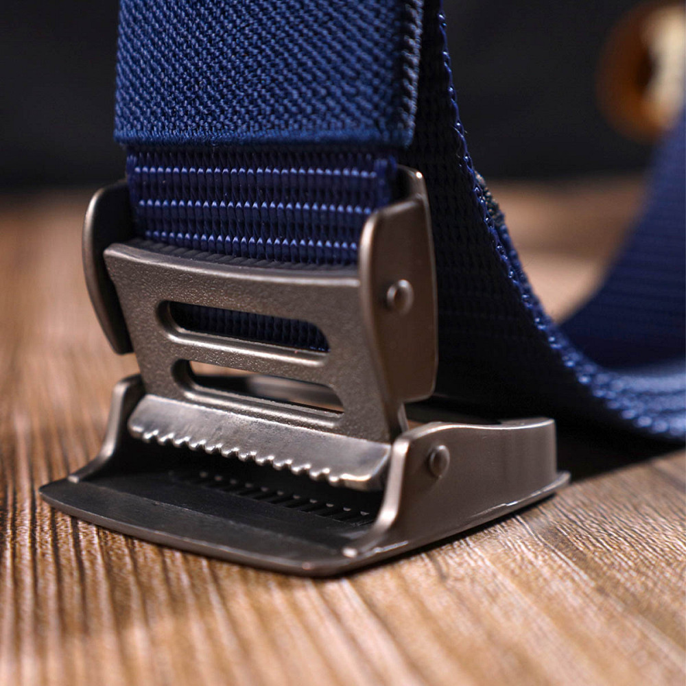 Надійний чоловічий ремінь із металевою пряжкою з текстилю Синій (Vintage) Київ - фото 3