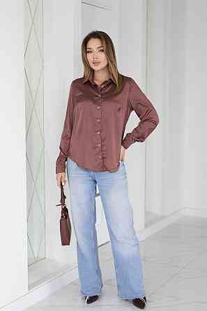 Жіноча шовкова сорочка класична "Milena" |  Норма та батал Шоколадний, 54-56 Київ