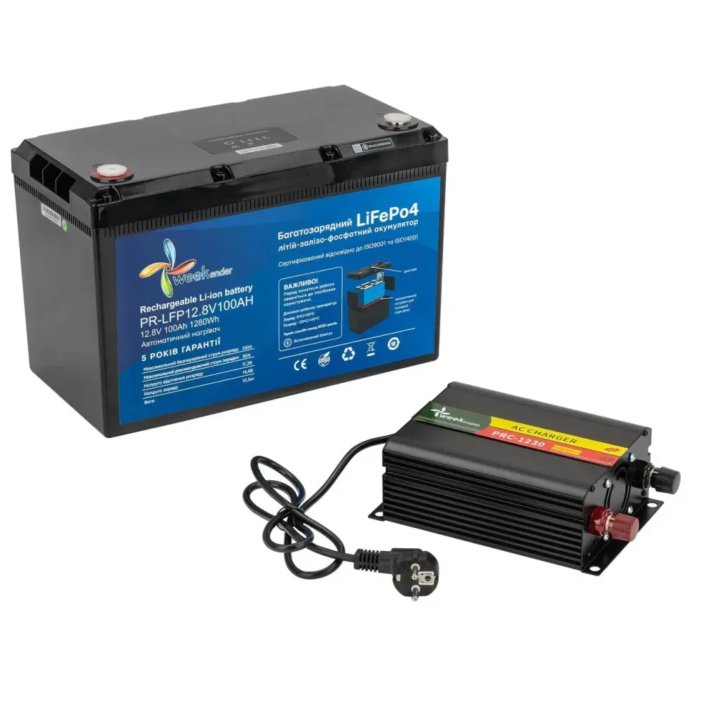 Литий ферумный аккумулятор 12V100AH+PRC-1230 с нагревателем и дисплеем Weekender + зарядка на 30А Киев - изображение 2
