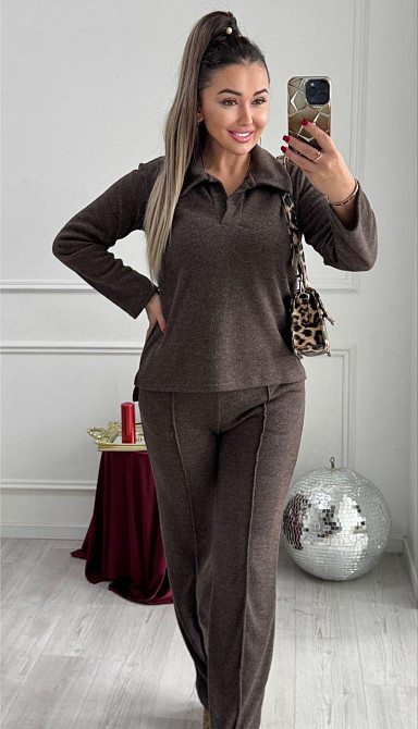 Женский базовый вязаный костюм двойка из ангоры Шоколадный, 50/52 Одесса - изображение 6