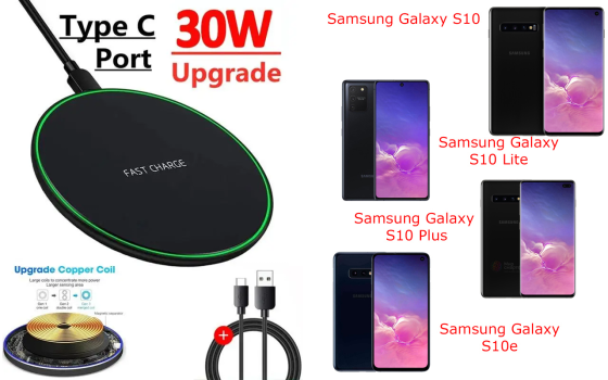 Бездротовий зарядний пристрій Copper до 30W для Samsung Galaxy S10, S10 Plus, S10е, USB-C, LED Київ