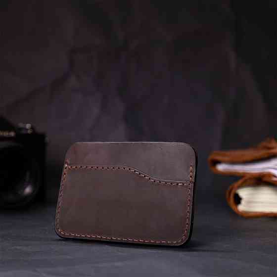 Удобный картхолдер с держателем для Apple AirTag из натуральной кожи GRANDE PELLE 11612 Коричневый Киев