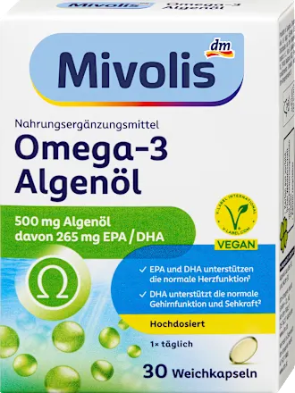 Омега 3 из масла водорослей Mivolis Omega-3 Algenöl, Kapseln 30 St., 30 St Львов