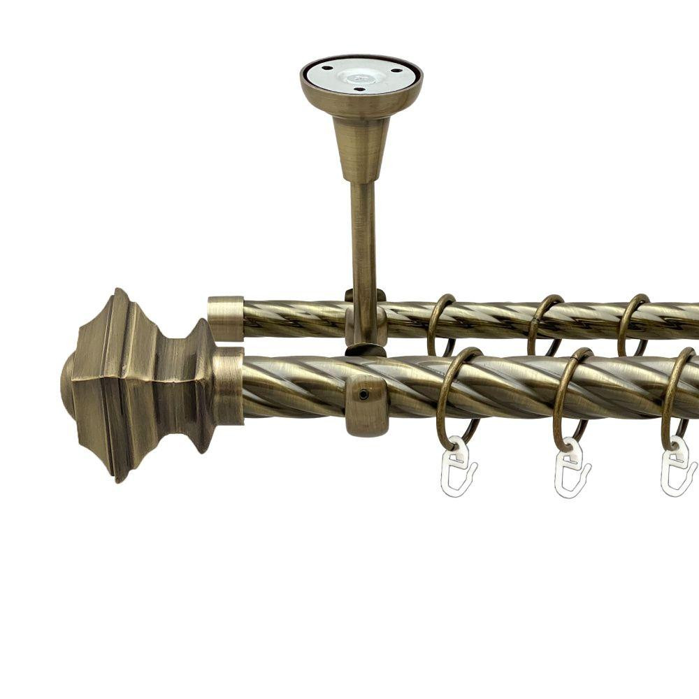 Карниз Orvit Борджеза металевий дворядний відкритий до стелі скручена труба кільце металеве Антик 25\16 мм 300 Львов - изображение 1