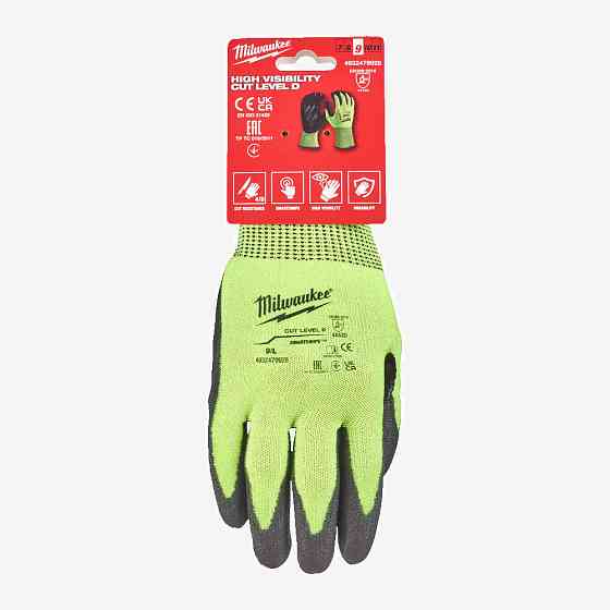 Перчатки сигнальные MILWAUKEE с сопротивлением порезам 4/D уровня, 9/L Одесса