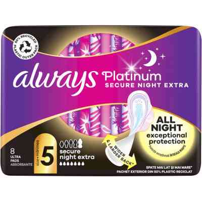 Гігієнічні прокладки Always Platinum Secure Night Extra Розмір 5 8 шт. (8700216186742) Вінниця