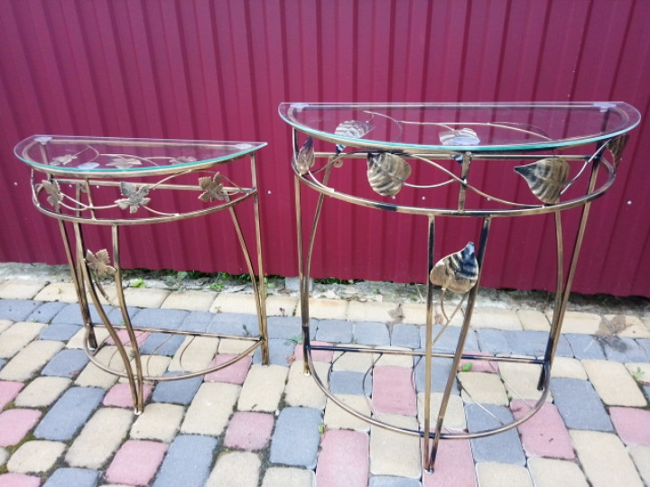 Столик кованый пристенный маленький M-048 Бежевый Киев - изображение 7