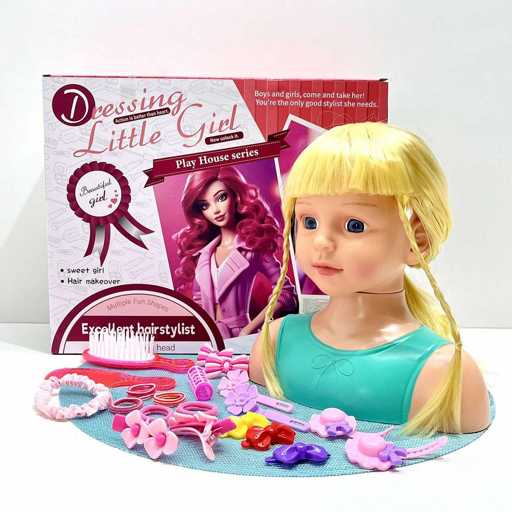 Лялька-манекен для дівчинки Голова для зачісок з аксесуарами бігуді гумки гребінець Вид 2 (YM25-2B-С) Чернігів - фото 2