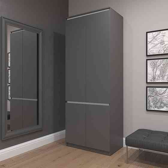 Шкаф для одежды VAYS R-10 Антрацит-Белые планки, с полками и штангой, без ручек, ЛДСП, 80×50×211 см - для спальни, гостиной, прихожей Львов