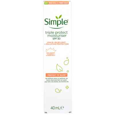 Крем для лица Simple Protect & Glow Тройной защиты с SPF 30 Увлажняющий 40 мл (8717163866900) Винница