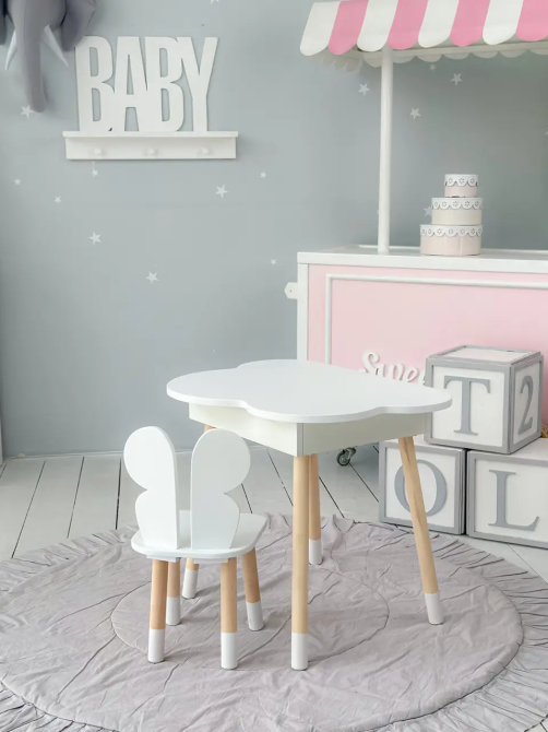 Дитячий столик Хмара з нішою та стільчиком Метелик (Білий) Київ - фото 2