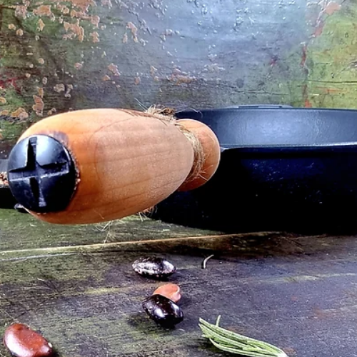 Сковорідка d28*6cм з дерев'яною ручкою чавунна лита Т306Ук Майстерня Житомир - фото 8