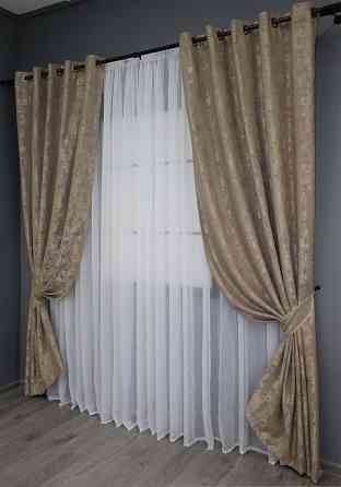 Комплект штор на люверсах VR-Textil Жаккард Sultan YL № 1207ш Капучино 150х250 см 2 шт (37-0058) Киев