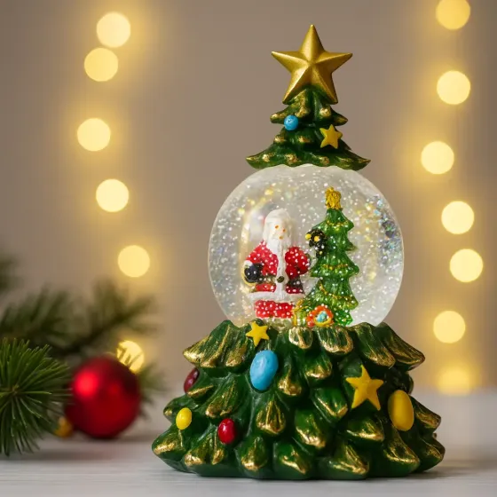 Музыкальный снежный шар-ночник "Елка" 15*15*23см LED, 5 Мелодий (XHF-8001) Коломия