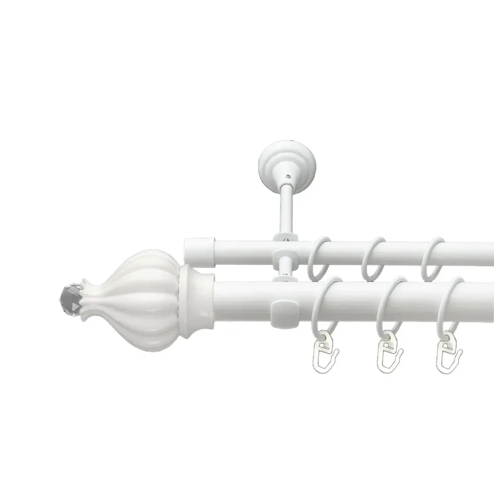 Карниз Orvit Таджа-Кристал металевий дворядний відкритий гладка труба кільце металеве Арктіс 25\16 мм 160 см (00-00021077) Львів - фото 1