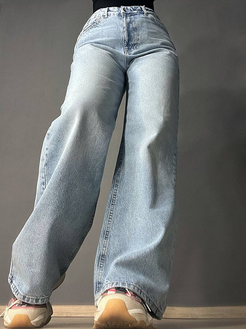 Джинсы женские Its Basic 2499-3-4 Wide Leg jeans с высокой талией широкие ровные от бедра с выточками на бедрах голубые, голубой, 36, 36, 70 см, 98 см Киев - изображение 20