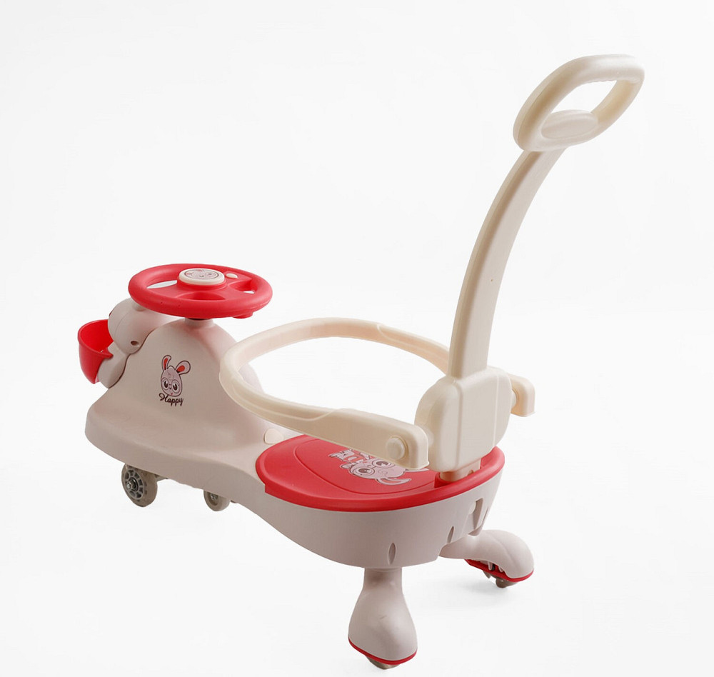 Каталка-толокар JOY колеса PU зі світлом музика захисний бампер батьківська ручка Біло-червона (LD-407-29) Чернигов - изображение 3