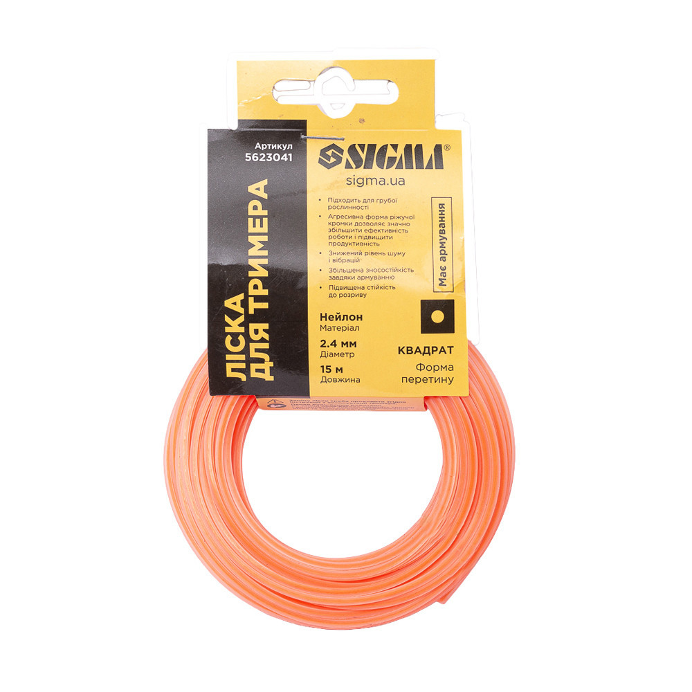 Волосінь для тримера армований квадрат Ø 2.4 мм 15 м SIGMA (5623041) Київ - фото 6