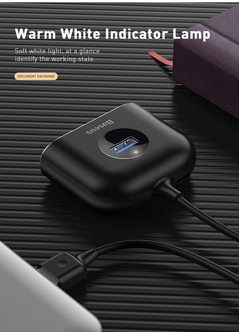 HUB адаптер Baseus Square Round 4in1 USB 3.0 to 1USB 3.0+3 USB 2.0+1micro USB CAHUB-AY01 (Черный) Николаев - изображение 7