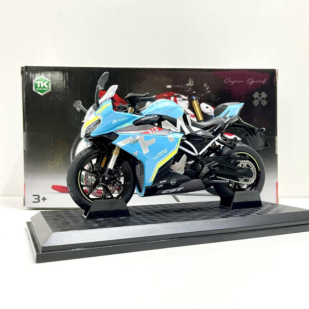 Мотоцикл металопластиковий звуки підсвічування гумові шини рухомі елементи 1:12 Блакитний (BG 36-480) Чернігів - фото 7