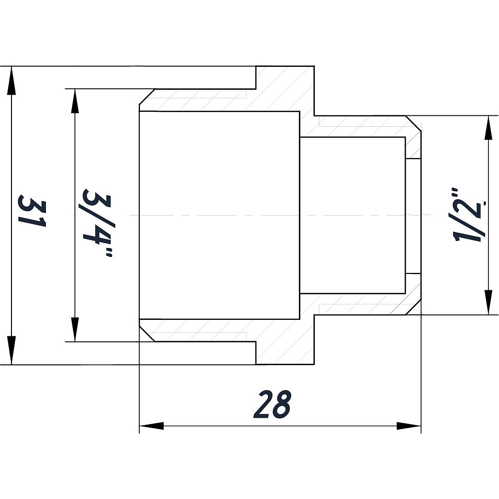 Ніпель редукційний 3/4″х1/2″ЗЗ нікельований під прокладку NN432G OPTIMUM Тернополь - изображение 3